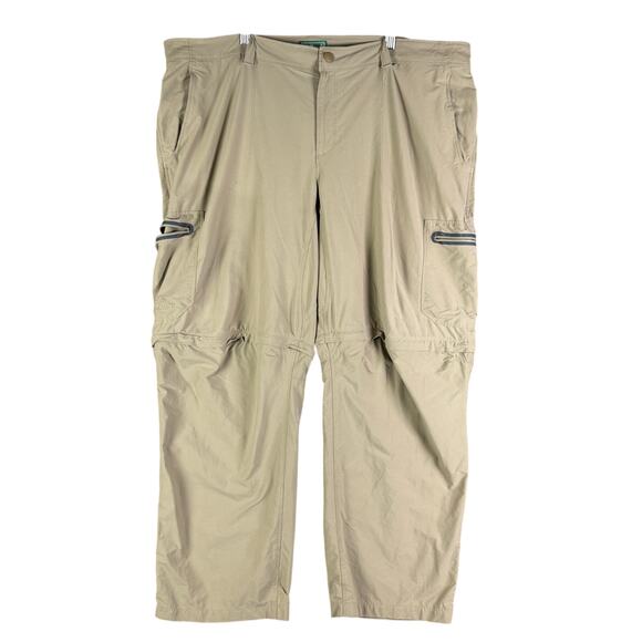 LL Bean Convertible Water Resistant Stretch Outdoor Pants‎ Tan Khaki Mens 42x30 - Picture 1 of 10